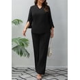 thumbnail image 5 of AURA Plus Size Pants Suits for Women Dressy 2 Piece Sets with 3/4 Sleeve Top Wide Leg Pants for Work & Daily Wear, 5 of 8