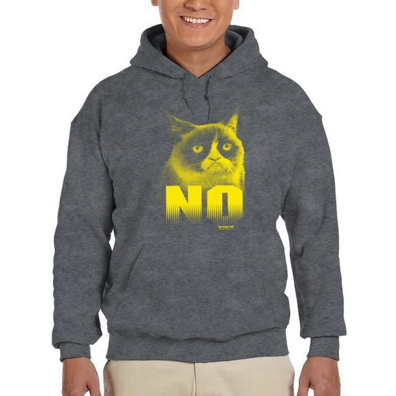 Yellow Grumpy Cat Hoodie Men -T-Line Designs, Male x-Large