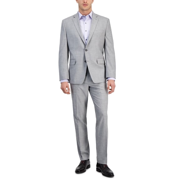 Perry Ellis Portfolio Mens Modern fit 2 Piece Suit 44 L Pants 37 / 34 Light Gray