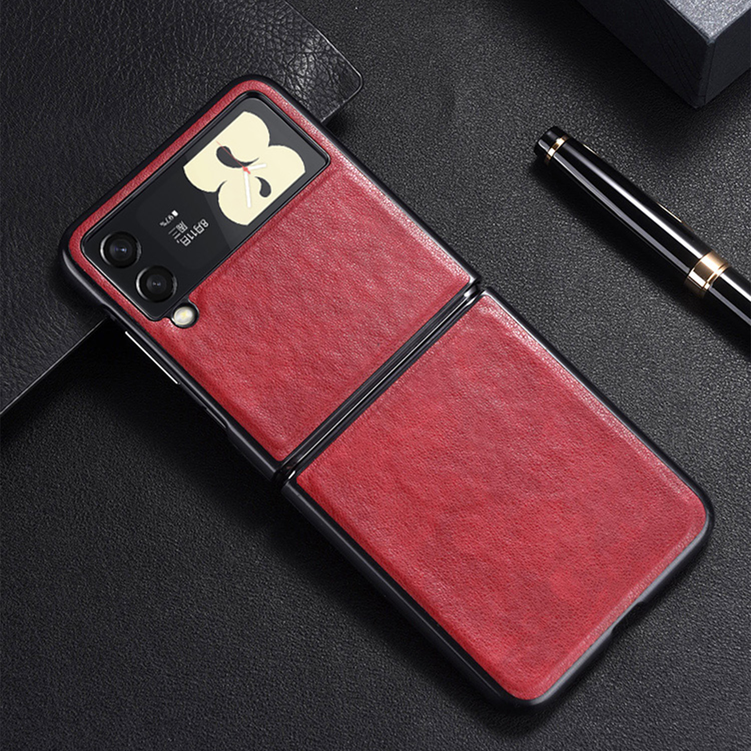 Dteck Case for Samsung Galaxy Z Flip 3 6.7 inch 2021 Release, Durable PU Leather Case Shockproof