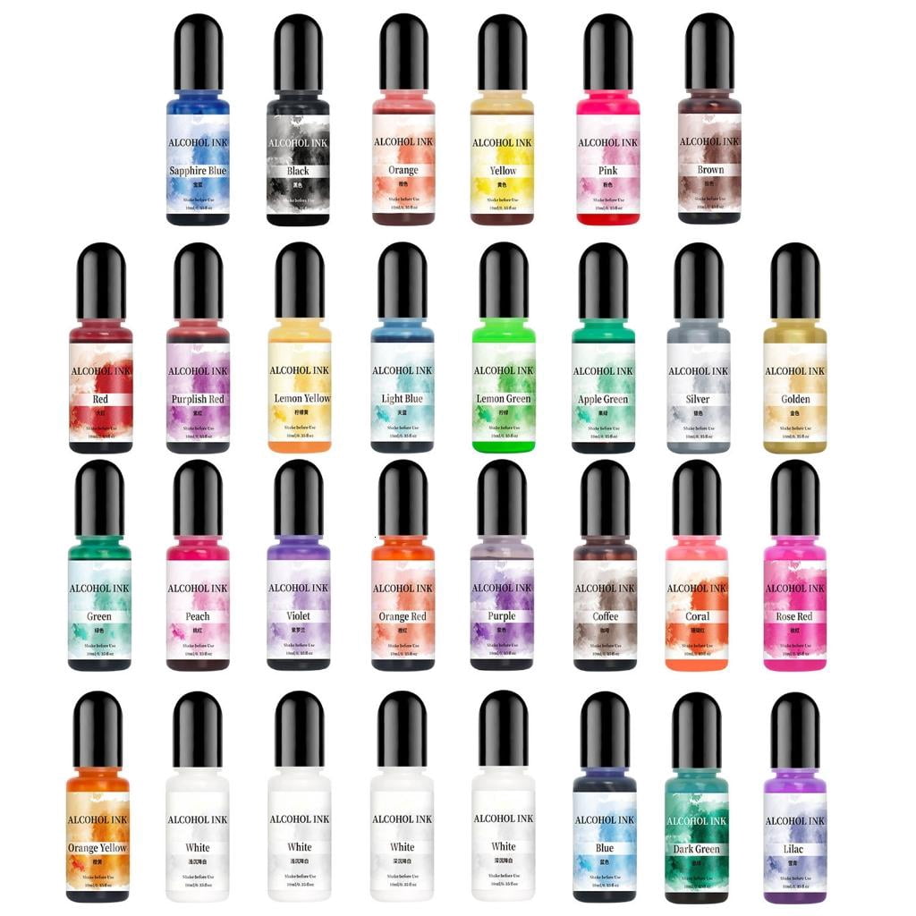 30 Bottles Inks Set Epoxy Resin Dye Jewelry Making Supplies Intenses Pigment Colors Suitable for Crafting and Jewelry