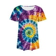 thumbnail image 6 of Womens Tie-Dye T Shirts Summer Fashion Tunic Tops for Leggings Colorful Round Neck Short Sleeve Tee, 6 of 7