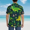 thumbnail image 4 of Kll Men'S Hawaiian Shirt Short Sleeve Button Down Beach Shirts-Dinosaurs And Tropical Leaves And Flowers, 4 of 7