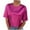 Hot Pink, variant on Plus Size Tops for Women Solid Color V-neck Short Sleeved Bright Color Shirt Brown 2XL
