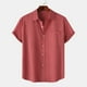 thumbnail image 1 of Ceisia Men's Solid Color Loose Fit Short Sleeve Button Down Shirt for Casual & Vacation Wear Watermelon Red M Gifts, 1 of 9