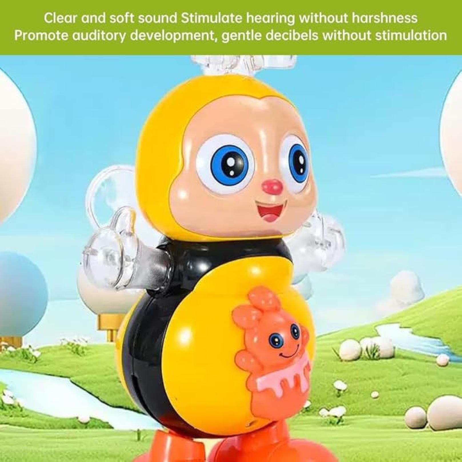 2 Pcs Baby Dancing Bee Toys, Light Up Sensory Toys for Kids with Music and Lights, Chewable Electric Travel Toys for Babies, Safe Developmental Montessori Toy (Abejita Juguete Musical)