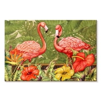 Elephant Stock Tropical Flamingo Wall Art - Horizontal Canvas Wall Art - Living Room Wall Decor - Animal Canvas - Green And Pink Decor By Paul Brent - 51" x 34"
