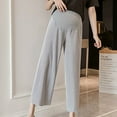 thumbnail image 3 of Efsteb Women's Maternity Wide Leg Pants High Waist Solid Color Loose Long Pants Pregnancy Straight Leg Trousers (Gray,M), 3 of 7