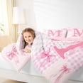 thumbnail image 3 of Erosebridal Pink Princess Bowknot Kids Twin Comforter Sets,Bowtie Theme Initial M Alphabet Bedding Set For Girls,Pink Reversible,2-Piece, 3 of 7