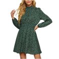 thumbnail image 1 of Vestido de cintura alta con estampado sexy para mujer, a la moda, cuello redondo, manga larga, suelto, floral, en la cintura, vestido de manga larga con cuello redondo Pompotops  hdfakjf3059, 1 of 9