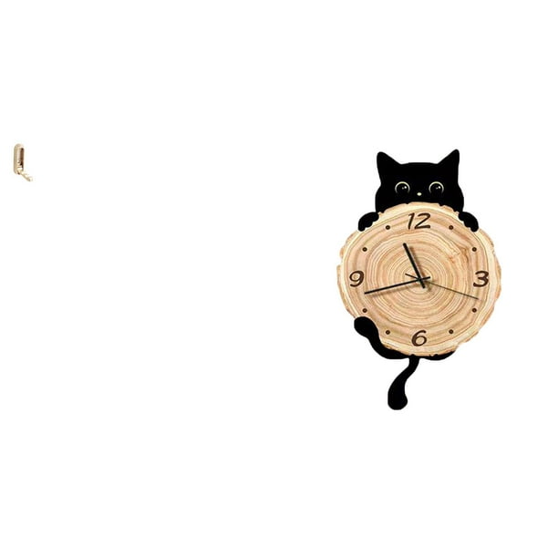 Gancho de pared plegable,Ganchos de pared plegables Ganchos de pared para abrigos,Reloj de pared,Reloj de pared decorativo para baño y dormitorio.,Reloj de pared de gato silencioso y sin
