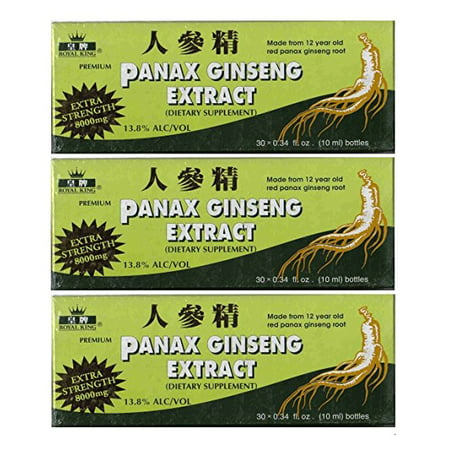 Royal King Panax Ginseng Extract With Alcohol 8000 mg 30 Vial (3 (Best Panax Ginseng Extract)