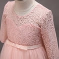 thumbnail image 5 of IBTOM CASTLE Flower Girls 3/4 Sleeve Deep V-Back Tulle Vintage Lace Wedding Party Long Dress Formal Princess Communion Pageant Maxi Gown 9-10 Years Pink, 5 of 8