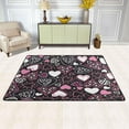 thumbnail image 2 of SKYSONIC Heart Pattern Black Non-Slip Area Rug, Sweet Valentines Day Floor Carpet Comfort Floor Mats Decor for Indoor Front Porch Living Room Bedroom Kitchen, 36"x24", 2 of 5