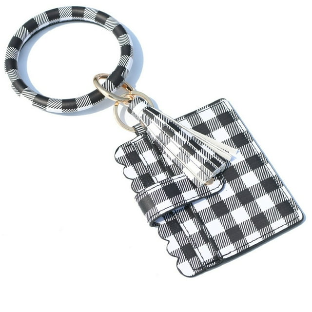 Large Bracelet Keychain Card Holder Tassel Bangle Key Ring Wristban With Wallet