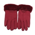 thumbnail image 1 of Guantes de invierno para mujer, resistentes al viento, con forro suave, cálidos, para SMS y pantalla táctil. Color rojo oscuro, 1 of 9