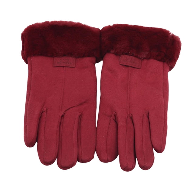 Guantes de invierno para mujer, resistentes al viento, con forro suave, cálidos, para SMS y pantalla táctil. Color rojo oscuro
