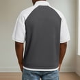 thumbnail image 4 of Yifymode Men's Raglan Sleeve Waffle Knit Half Zip Top, Short Sleeve Loose Fit Lightweight Casual Shirt Dark Gray 2XL, 4 of 4
