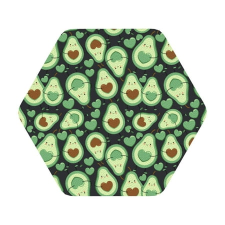 

Giroia Avocado Heart Coasters Leather Coasters Set of 6 Coaster for Drinks Hexagon