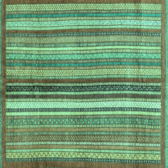 Ahgly Company Indoor Square Abstract Turquoise Blue Modern Area Rugs, 7' Square