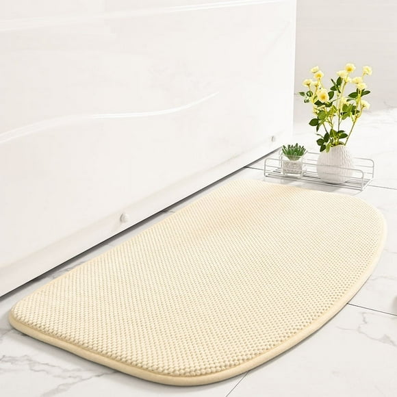 Granjero Gordo Alfombra de baño, alfombra de baño peluda de felpa antideslizante, lavable a máquina y seca, color crema, 16 x 24 pulgadas