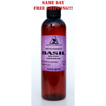 BASIL ESSENTIAL OIL METHYL CHAVICOL AROMATHERAPY NATURAL 100% PURE 4 OZ