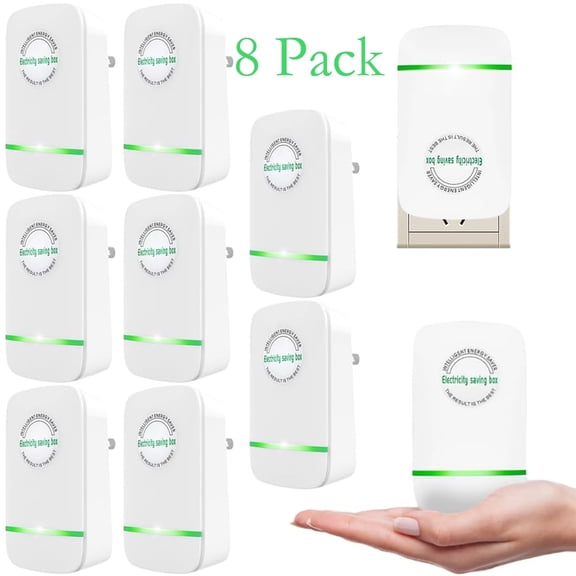 Hinzonek 8 Pcs Power Saver, Energy Saving Device, Electricity Saving Box Household Voltage Stabilizer Energy Saver Household Office Market US Plug 90V-240V