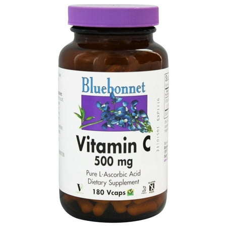 Bluebonnet Nutrition - Vitamine C L-ascorbique pur Acid 500 mg. - 180 Vegetarian Capsules