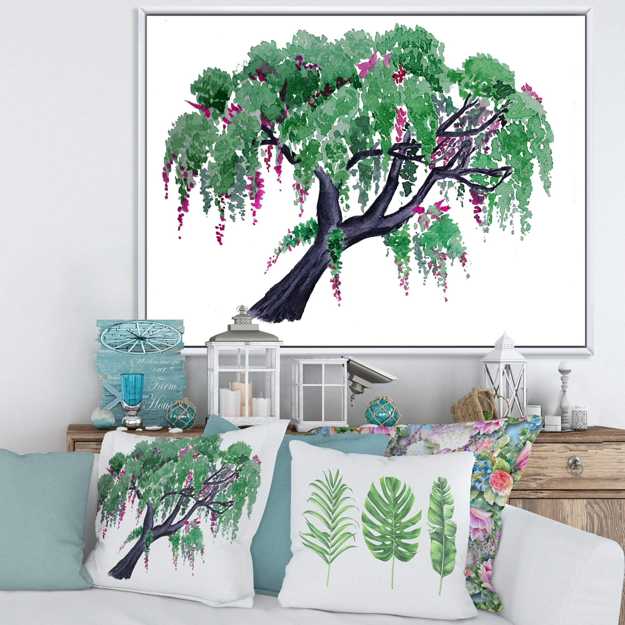 Designart 'A Lonely Tree of Wisteria' Traditional Framed Canvas Wall Art Print