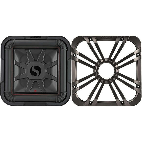 Kicker 46L7T122 L7T L7-Thin 12-Inch (30cm) Subwoofer, Dual Voice Coil, 2-Ohm, 600 Watt w/ Charcoal LED Grill Bundle