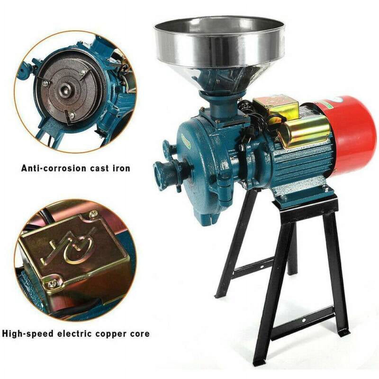 Jacgood 110V 3000W Electric Grain Mill Grinder Corn Grinder, Dry Corn Grain Rice Wheat Feed Grinding Machine with Funnel