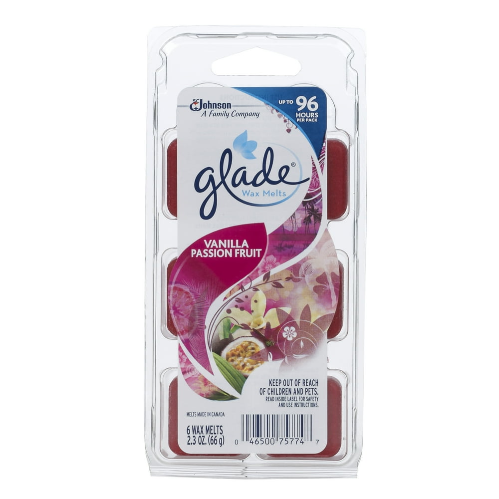 Glade Wax Melts Air Freshener Refill, Vanilla Passion Fruit, 6 refills