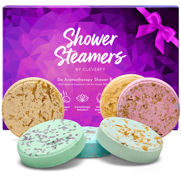 Cleverfy Shower Steamers Gift for Women and Men. Purple Set of 6 Shower