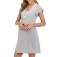 thumbnail image 5 of MoMarDer Pregnant Womens Short Sleeve V Neck Lace Pajamas Nightdress Marternity Nersing Sleepwear Gown, 5 of 5