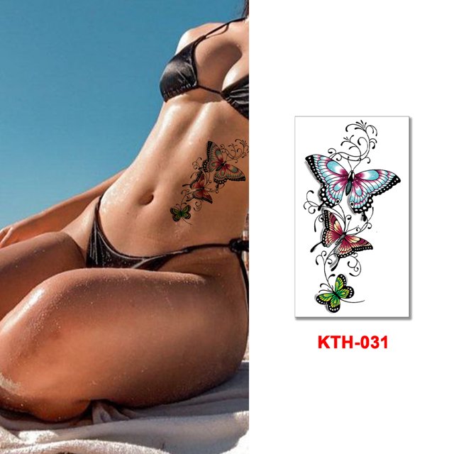 Tatuajes Temporales 6 uds tatuaje temporal colorido flor desechable tatuaje pegatina impermeable (F) Wdftyju Libre de BPA