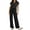 Black, variant on Workout Sets for Women Lounge Set Short Sleeve Polo Top&Long Pant Tracksuit Travel Lounge Matching Outfit S-XXXL