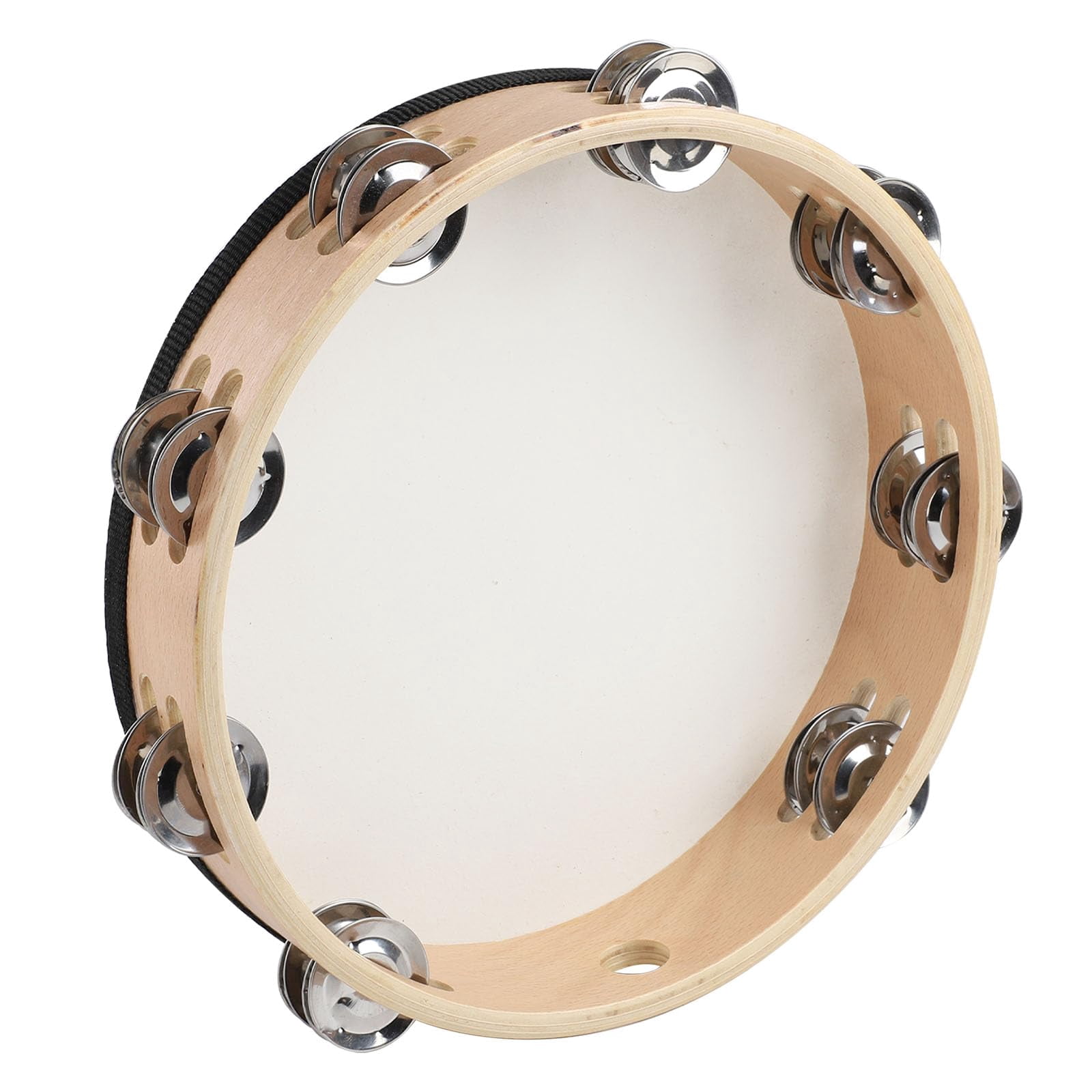 Goatskin Tambourine 10" And 8" Kit With Metal Jingles Hand Held Drum Tambourines For Adults Church Dance Games Ktv Party