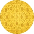 thumbnail image 1 of Ahgly Company Indoor Round Oriental Yellow Traditional Area Rugs, 4' Round, 1 of 4