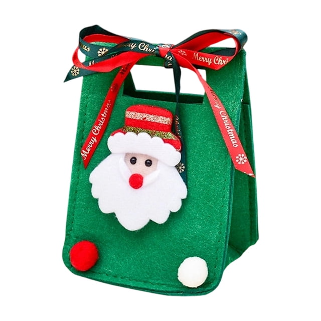 Sac-cadeau de Noël D pour Emballage des Fêtes en Feutre Durable avec Poignée Robuste, Design Transparent pour une Identification Facile des Cadeaux, Réutilisable pour Diverses Occasions, 1 Pce, Poids 0,09 L