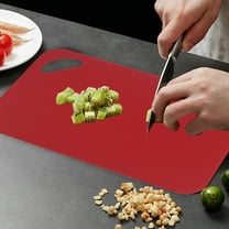 Double-Sided Plastic Cutting Board for Kitchen Use, Reversible Dishwasher Safe Board for Meat & Vegetables, Non-Porous Surface(Red)