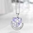 thumbnail image 3 of Juwaliy Animal Cat Dog Necklace Purple Heart June Birthstone Charm Alexandrite Crystal Pendant Women Jewelry Birthday Gift for Mother Wife Daughter Pet Lover, 3 of 10