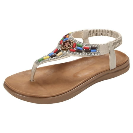 

PEASKJP Women s Sandals Wide Width Women Flat Heel Summer Beach Jelly Shoes (White 7.5)