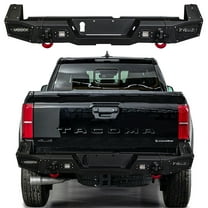 Vijay Replacement for 2024-2025 Toyota Tacoma Rear Bumper Textured Black Steel with Lights and D-rings