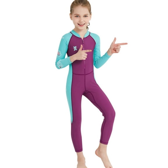One Piece Full Body Long Sleeve Swimsuit, Children Full Body Wetsuit UV Protection Keep Warm for Scuba Diving Snorkeling Swimming Fishing