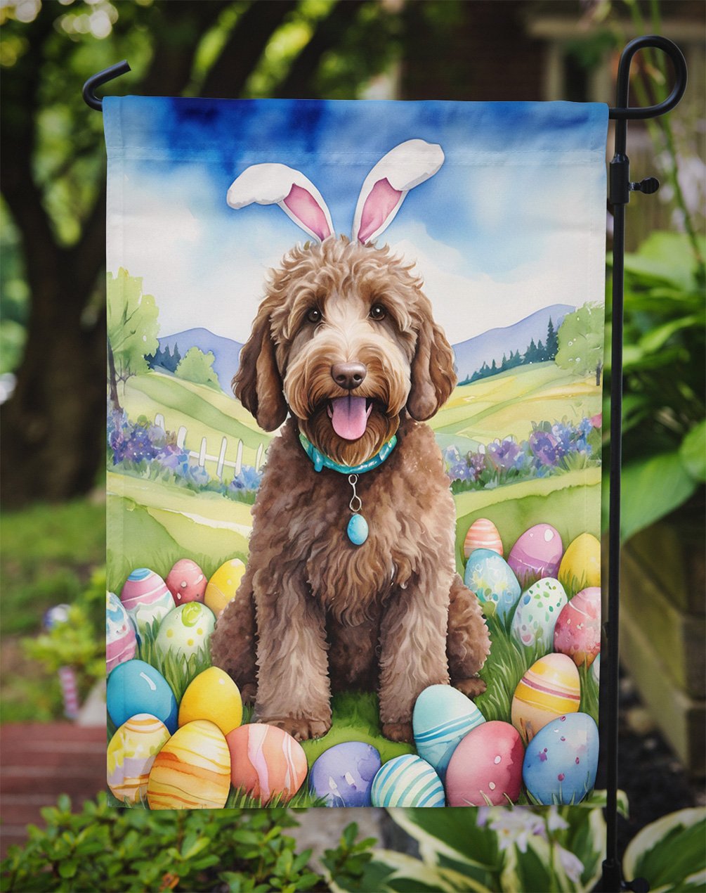 Labradoodle Easter Egg Hunt Garden Flag 11.25 in x 15.5 in