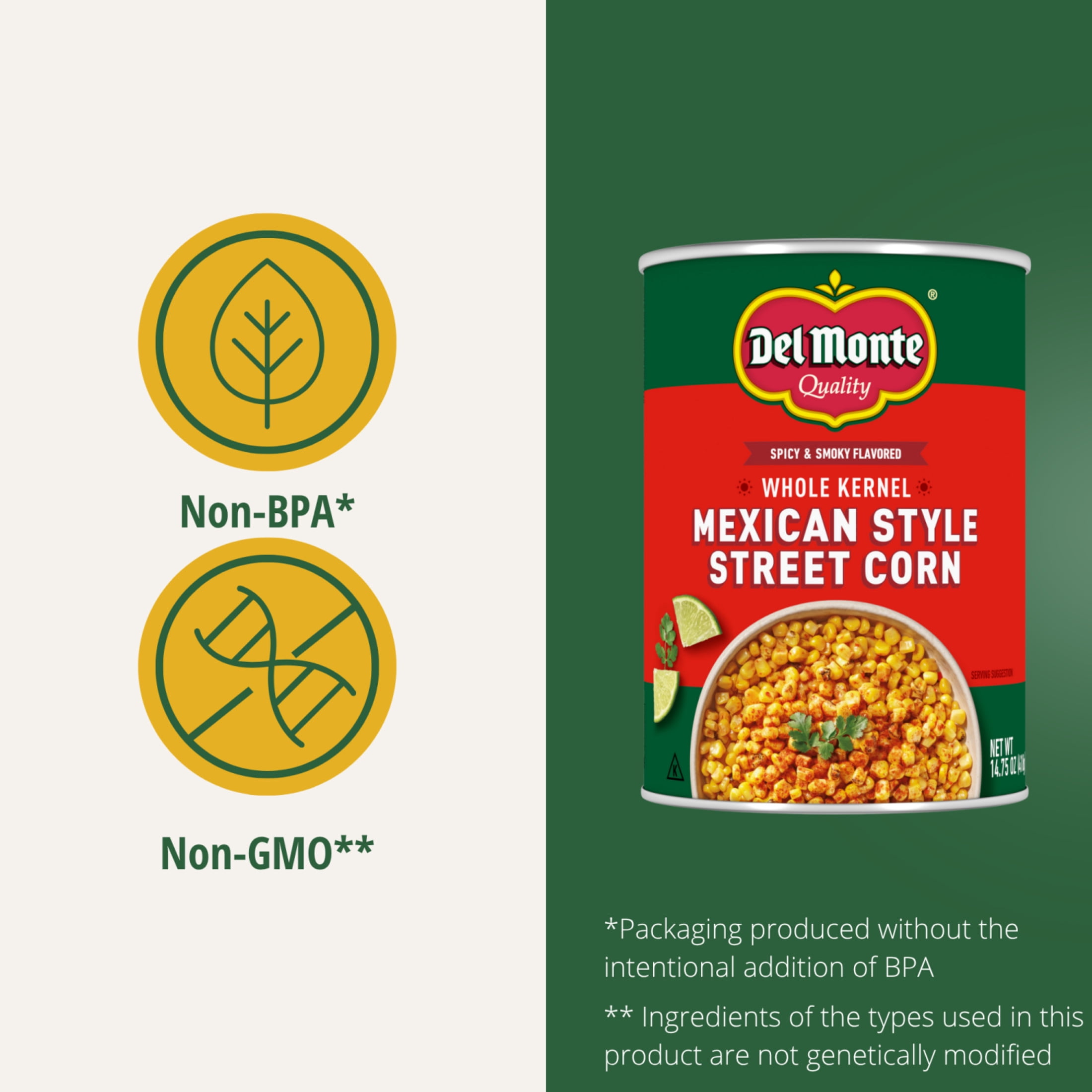 Del Monte Mexican Style Street Corn, Canned Vegetables, 14.75 oz Can