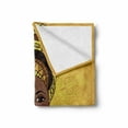 thumbnail image 2 of African Soft Flannel Fleece Throw Blanket, Woman Portrait in Turban Ornate Mandala Inspired Round Motif, Cozy Plush for Indoor and Outdoor Use, 70" x 90", Yellow Brown Cocoa, by Ambesonne, 2 of 6