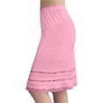 thumbnail image 2 of VBVC Women's Elegant Lace Trim Slip Skirt,Ladies High Waist Midi Underskirt,Vintage Stretchy Skirt For Women,Pink,S-3XL, 2 of 7