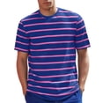 thumbnail image 2 of Mens Striped Shirt Short Sleeve T-Shirts Crewneck Fitted Everyday T-Shirt Casual Tee Regular Fit Purple L, 2 of 4