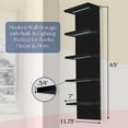 thumbnail image 5 of Sorbus LED Light Display Shelf - Vertical 5 Tier Wall Shelf Unit with 2 Hooks, Column Utility Shelving for Home Decor, Wall-Mounted Floating Shelves for Bathroom, Bedroom, Vanity, Figurine Display, 5 of 8